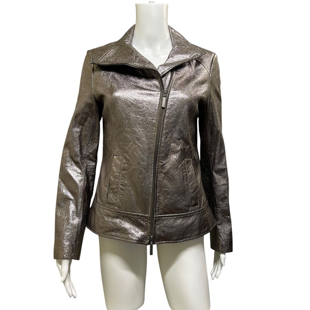 In Suede Silver Asymmetrical Zip Moto Jacket Size S